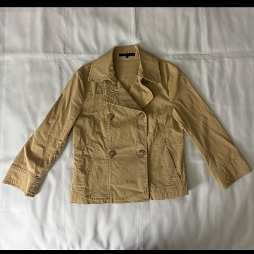 Theory Tan Double Breasted Short Jacket